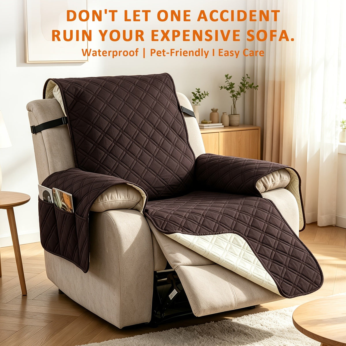 Multi-Functional 23-Inch Recliner Cover with Practical Pockets - Easy to Install, Scratch-Resistant, Machine Washable, Suitable for Outdoor Use And Pet Protection, Easter Decoration