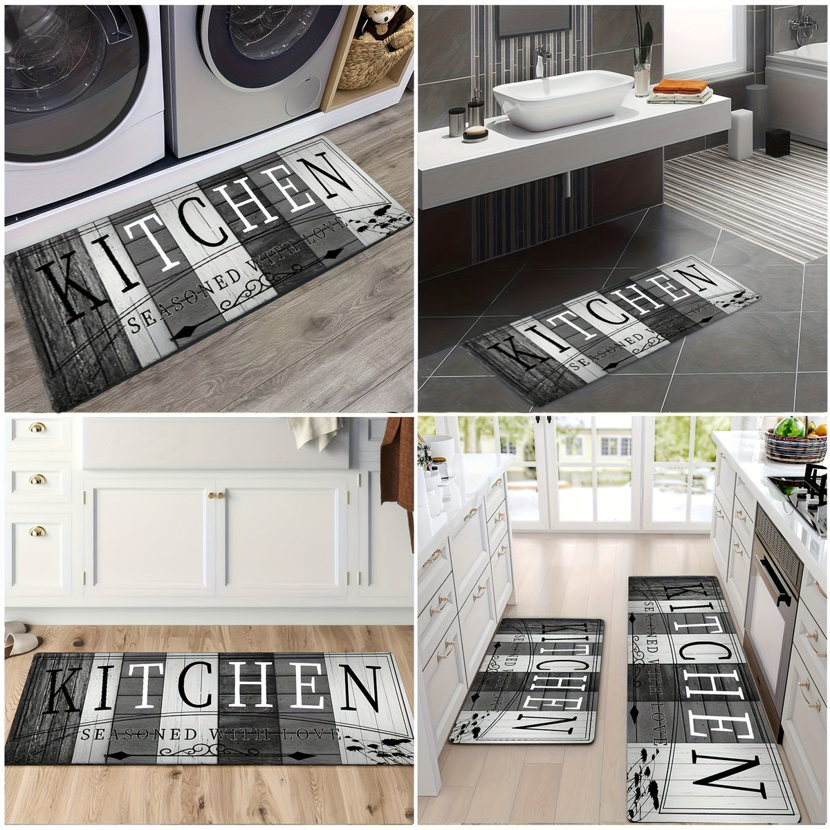 Premium Print Absorbent Kitchen Mat, Non-slip and Durable Floor Mats, Entrance and Exit Door Mat for Kitchen Laundry Room Bathroom Hallway Entrance Area Rugs, Living Room Bedroom Mat, Room Decoration,