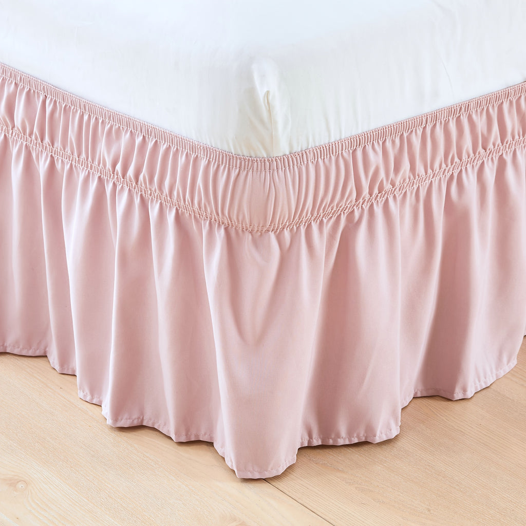 Leafy Sleep Elastic Bed Ruffle, Easy Wrap Around Ruffle, Microfiber Bed Skirt with Adjustable Elastic Belt 15 Inch Tailored Drop, Hotel Quality Bed Skirt, Fade Resistant, Easy Fit, Machine Washable
