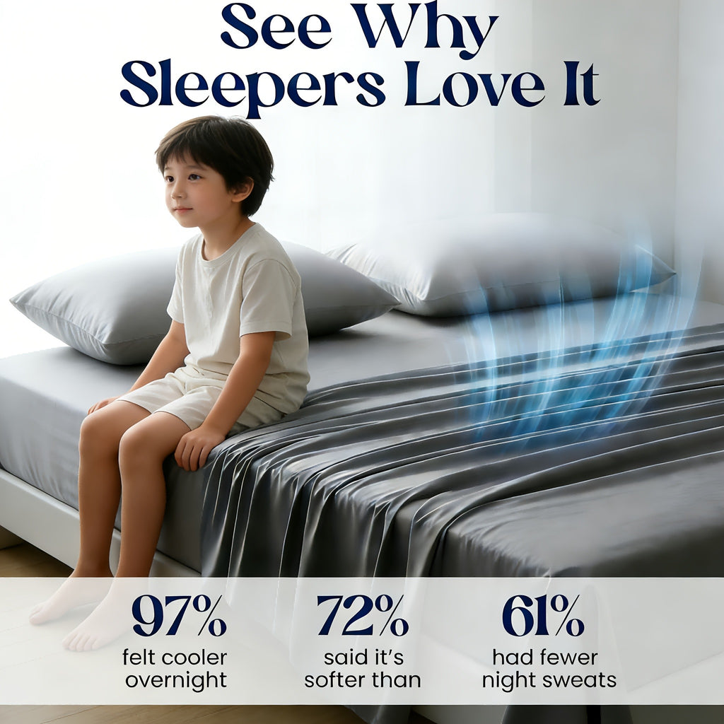 3/4pcs Bamboo Blend Cooling Bed Sheet Set - Kids Ultra Soft Breathable Sheets with Deep Pocket Fitted Sheet (18"-24" Height), Children, 2200 TC Cooling Fabric, Shrink & Wrinkle Resistant, for All-Season Comforter Fit, Hotel Luxury Christmas Gift