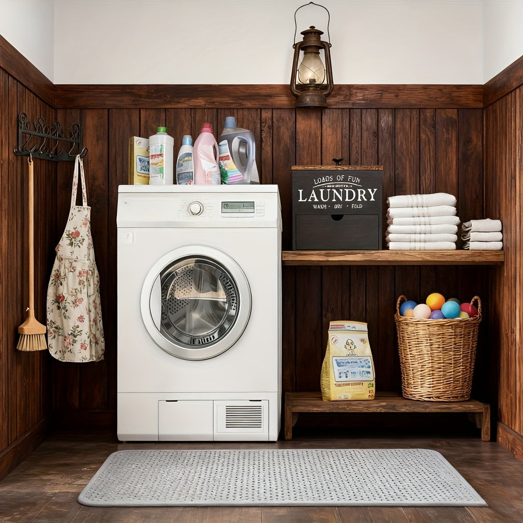 MONDRAME Farmhouse-Style Wooden Dryer Sheet Holder with Drawer And Lid - Dual Installation Options, Wall Mount Or Countertop, Laundry Pod Dispenser for Organized Storage