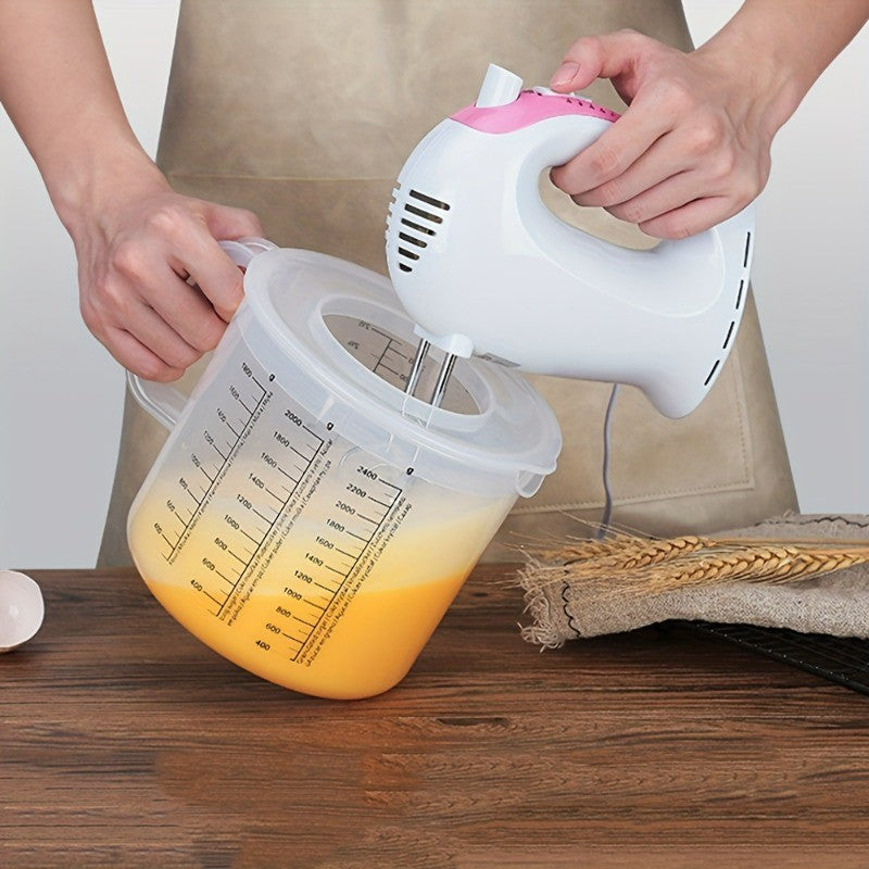Multi Functional Mixing Bowl with Lid, 84.54oz Large Capacity, Equipped with Measuring Cup and Scale. Splash Proof Design, Durable Plastic, Perfect for Salad Making, Baking and Food Storage.