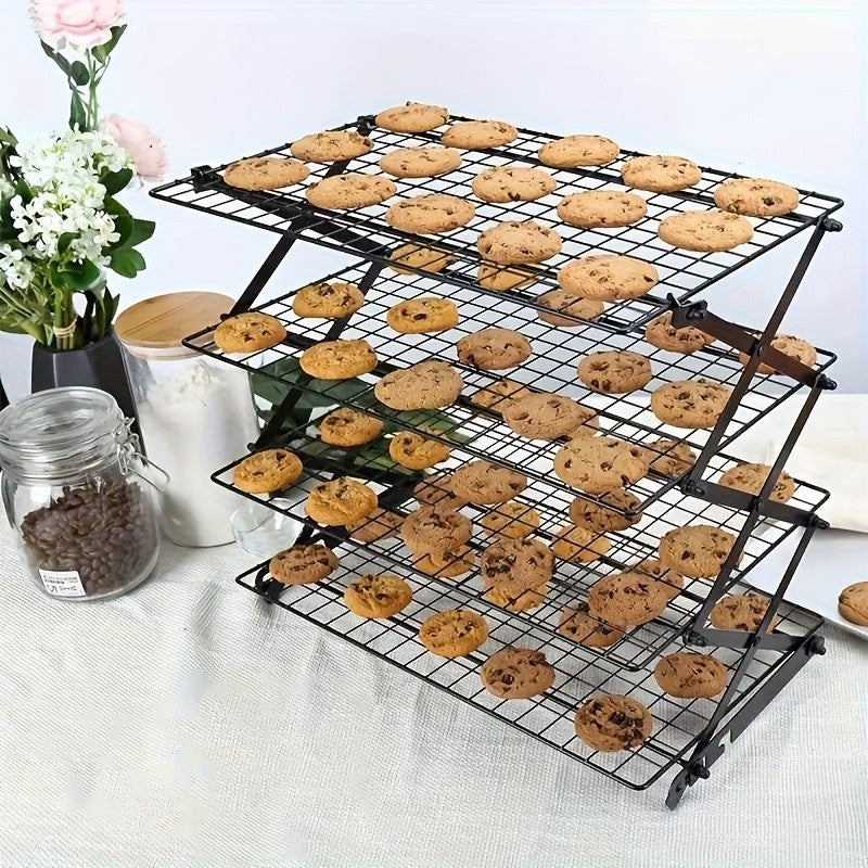 Stackable Baking Cooling Rack, Collapsible Metal Wire Design with 3 or 4 Tier Options for Cookies, Cakes and Space-Saving Kitchen Baking Prep