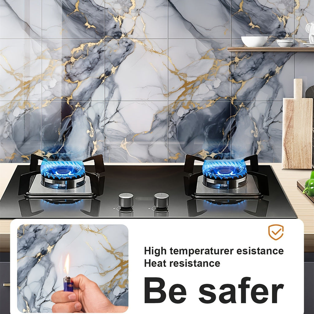 Waterproof 10/ 20pcs LuxeMarble Peel and Stick Shower Tiles - Space Theme Square Wall Hanging Decor for Bathroom, Kitchen, Living Room - 11.8"x11.8" Indoor Use PVC Wall Panels