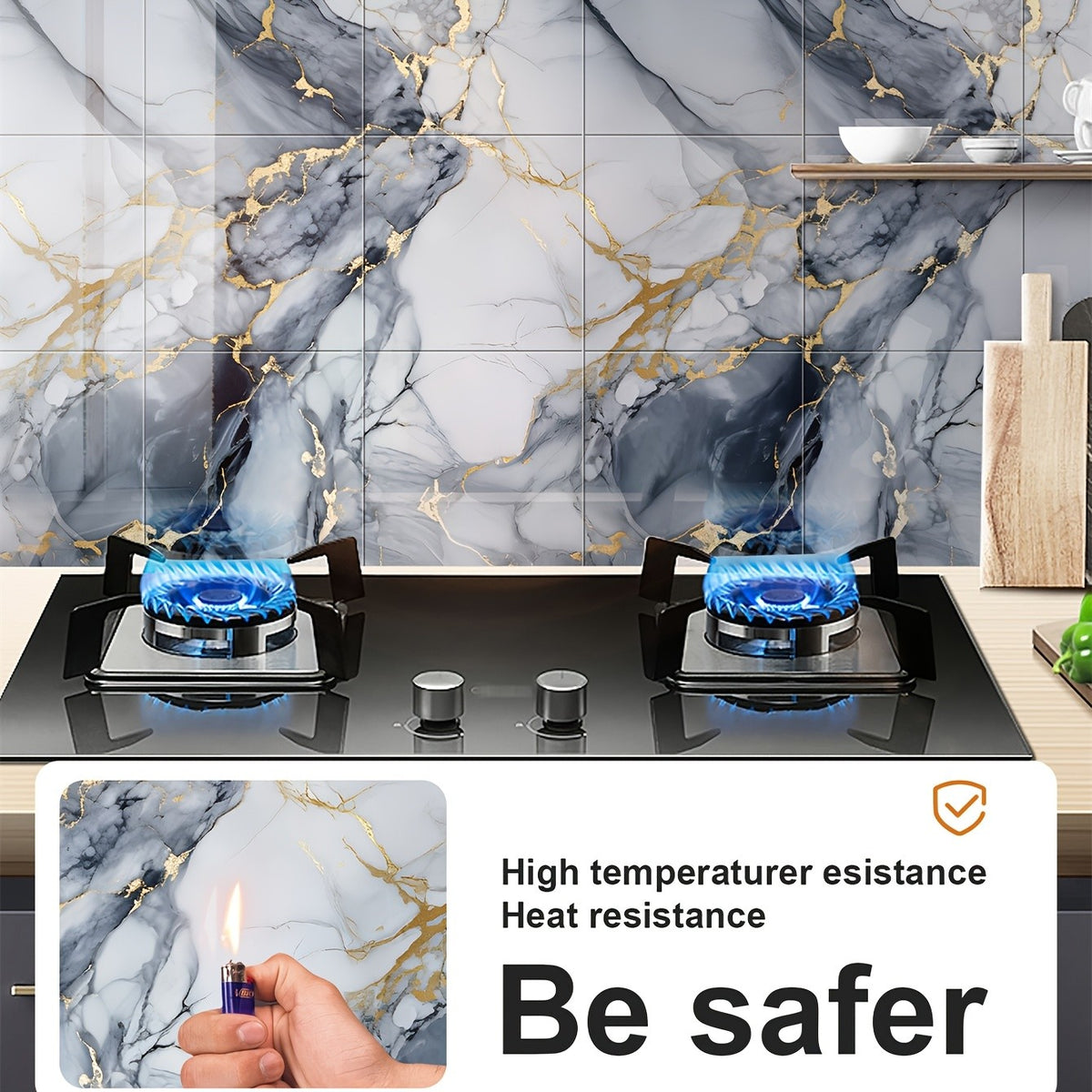 Waterproof 10/ 20pcs LuxeMarble Peel and Stick Shower Tiles - Space Theme Square Wall Hanging Decor for Bathroom, Kitchen, Living Room - 11.8"x11.8" Indoor Use PVC Wall Panels