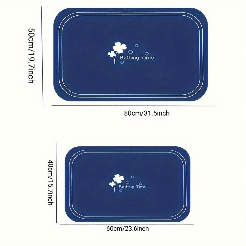 Diatomaceous Earth Bath Mat, Soft Quick-Drying Absorbent Bathroom Floor Rug with Anti-Slip Design in Two Sizes and Four Color Options