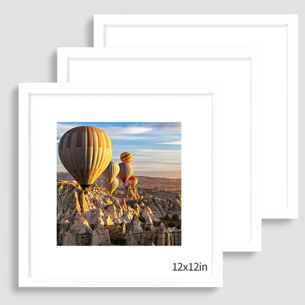 3pcs/set of white and black square frames 8*8in and 12*12in decorative photo frames, which can be given to friends and family as holiday gifts, suitable for hanging on the walls of corridors and living rooms, photo paper is not included.