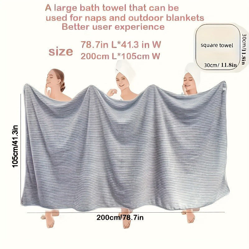 Oversized Bath Sheet and Washcloth Set, 4-Piece Absorbent Quick-Dry Towels with 41.34 x 78.74 Inch Large Towel and Three Square Cloths for Bath and Beach