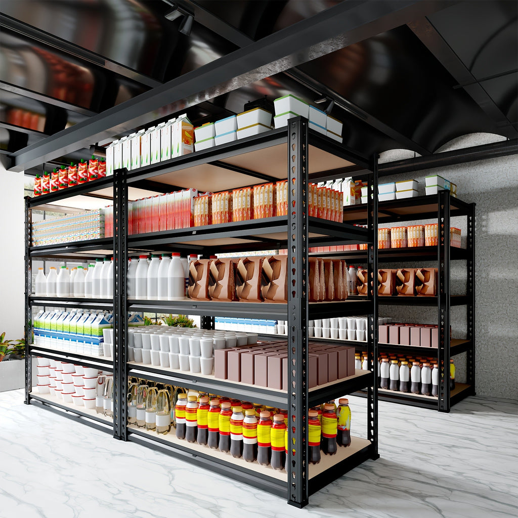 [Heavy-Duty Home Storage Shelf] 60"H Five-Tier Storage Rack, 2000LBS Capacity, Adjustable Storage Shelf, Sturdy Wooden Shelving Unit, Space-Saving Freestanding Kitchen Pantry Basement Utensil Rack, 27.6"W X 11.8"D X 60"H Practical Storage Shelf