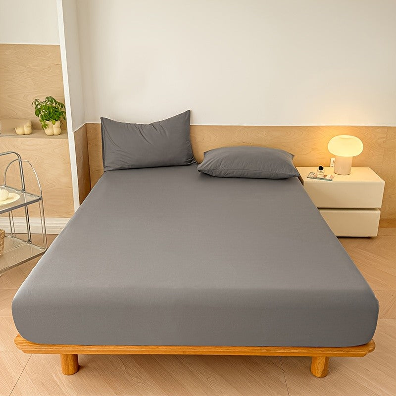3pcs Soft Comfortable Bed Sheets Mattress Cover | Include 2 Pillowcases, Layered Fitted Sheet with Solid Color Bedding Design, Ideal for Bedroom, Guest Room, and Hotel Mattress Protection