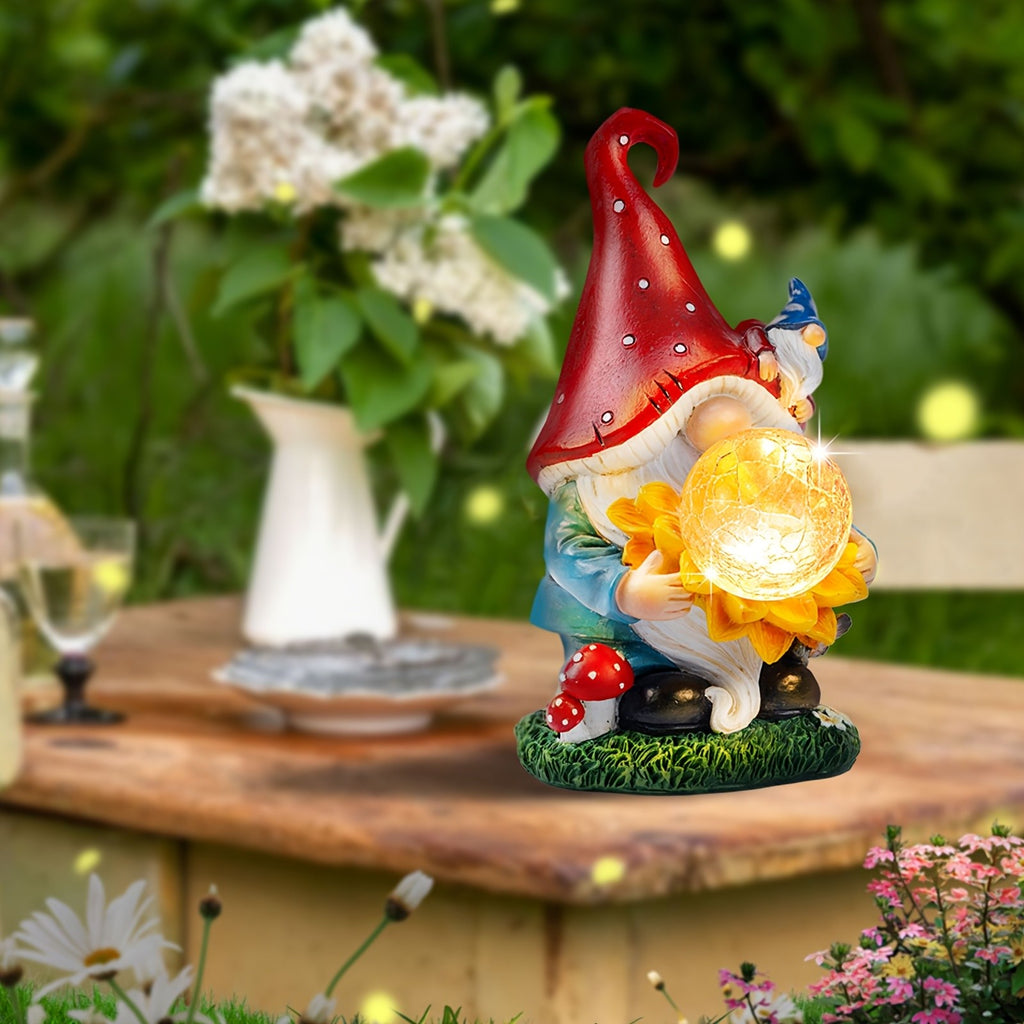 Elf Resin Statue Solar Light, Home Decor Collectible Figurines, Perfect Gift For Mother'S Day, Thanksgiving, Christmas, Perfect For Desks, Decks, Patios, Balconies, Porches, Automatically Lights Up At Night
