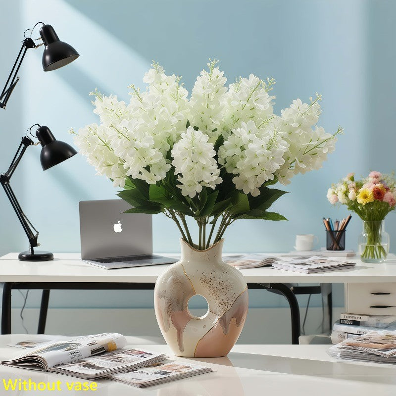 35pcs Realistic White Hyacinth Artificial Flower Bouquet - Fade-Resistant & Maintenance-Free Plastic Faux Flowers Suitable for Indoor/Outdoor Weddings, Gardens, Offices - Elegant Low-Maintenance Wedding & Housewarming Gift (No Container)