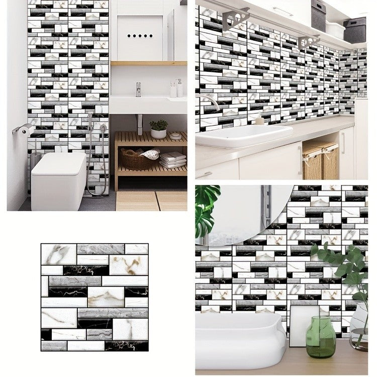 20pcs Self Adhesive Tile Wall Sticker Home Decor 3D PVC Sticker Covers for Kitchen Cupboard Bathroom Wallpaper Waterproof Wallpaper