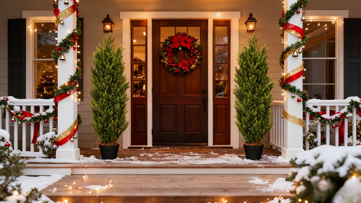 2-Pack Artificial Pine Tree, Faux Greenery Shaped Tree, Artificial Christmas Tree, Suitable for Indoor/Outdoor, Courtyard, Front Door