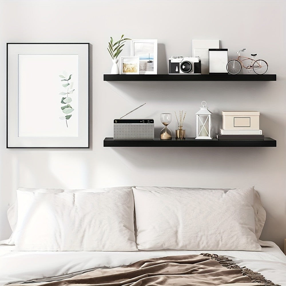 TOMNK Set of 2 Floating Shelves, 31.5 Inches, Wall-Mounted with Hidden Bracket, Suitable for Bathroom, Living Room, Bedroom, Kitchen, Office Decoration, Perfect for Christmas
