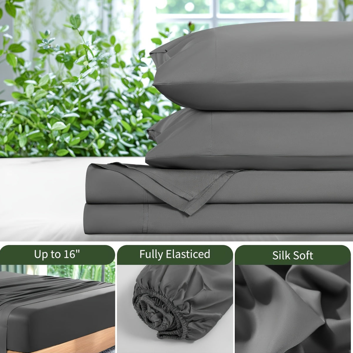 For Extra Deep Pocket Queen Size Sheets - 3/4pcs Breathable And Cooling Bamboo Bed Sheet Set, Luxury, Soft Wrinkle-Free for Extra Deep Mattresses, Room Decor, Kids Sheet And Pillowcase Sets