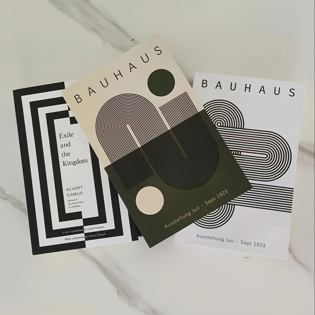 Bauhaus Inspired Book Decor, 3 Sets of 2D Flat Paper Fake Book Box Ornaments for Minimalist Home Office, Bookshelf Styling and Room Accents