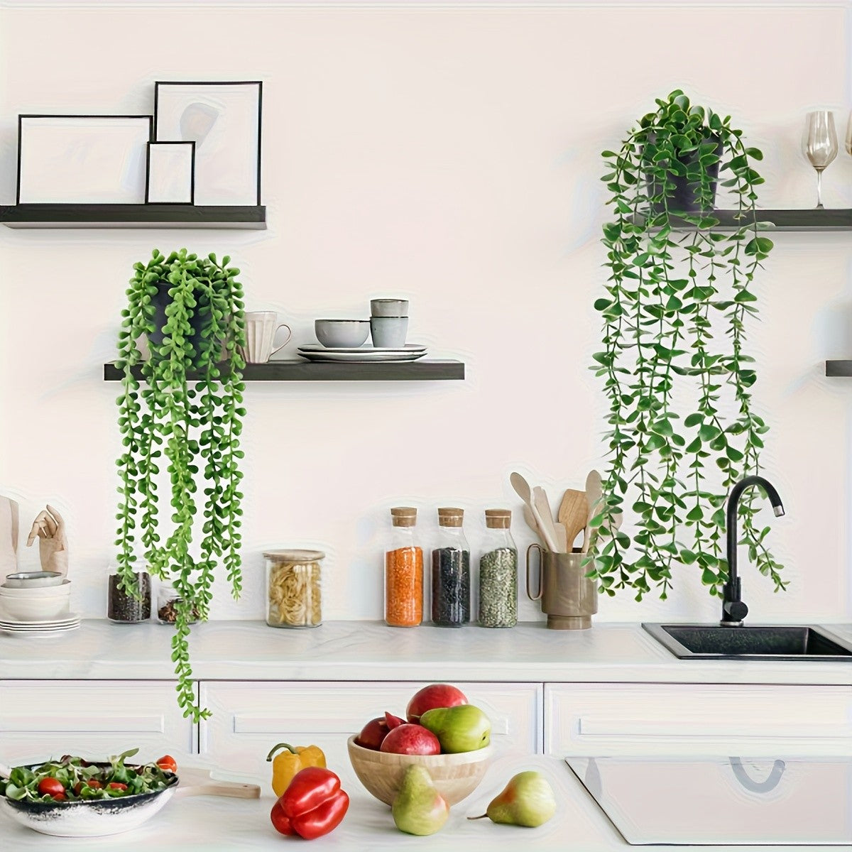 The Rose 4 Packs of Artificial Hanging Plants for Indoor And Outdoor Decoration, Perfect for Shelves And Rooms