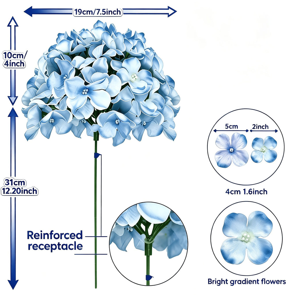 20/40 Blue White Hydrangea Artificial Flowers, 16.2 Inches Outdoor Silky Hydrangea Artificial Flowers, Suitable for Outdoor Weddings, Garden Decorations, Exhibition Decorations, Home Parties, And Christmas Decorations.