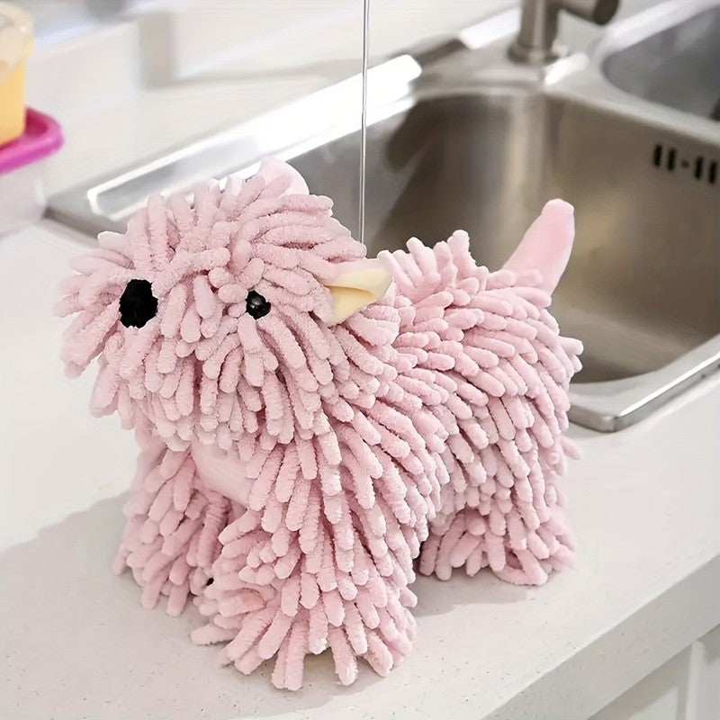 1pc Of Puppy Shaped Hand Towel, Kitchen Hand Towel, Bathroom Hand Towel That Can Be Hung On The Wall, Cute Little Dog Hand Towel, Soft Towel, Absorbent Cloth, Hanging Cloth, Kitchen Supplies, Bathroom Supplies, Cartoon Little Dog Figurine
