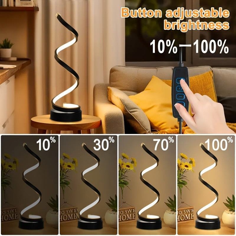 Bedside Table Lamp for Bedroom - 2/1 Pack Touch Lamp USB C Charging Ports, 3 Way Dimmable Modern Minimalist Dimmable Spiral Table Lamp for Living Room, Desk, LED Bulb Included (Black/White)