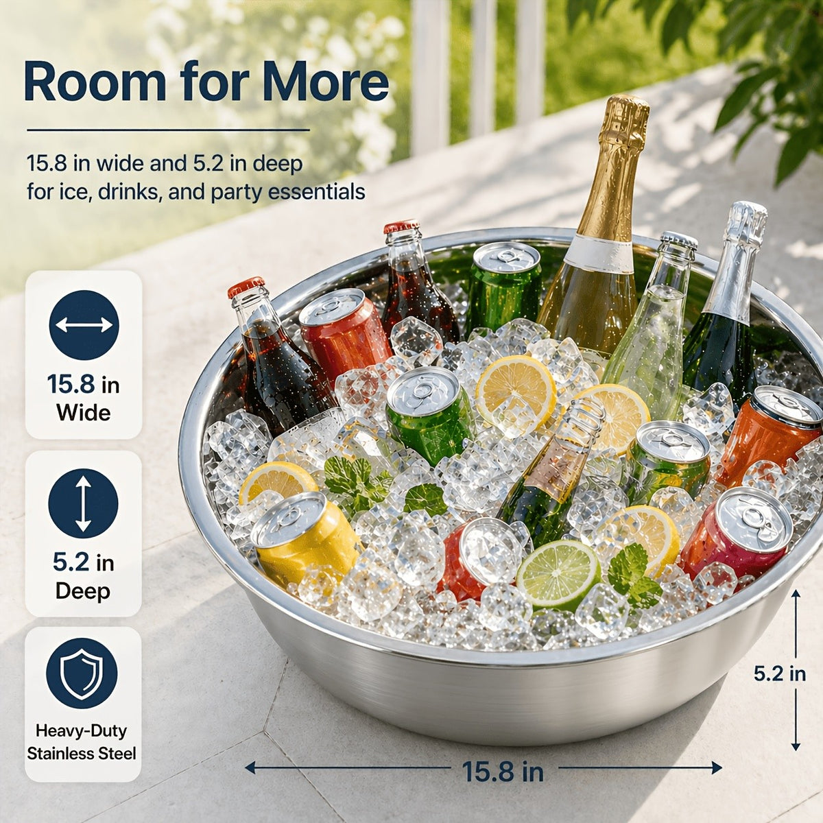40cm/15.74" & 36cm/14.2" Extra Large Stainless Steel Mixing Bowls Heavy-Duty Deep Prep Basin For Cooking, Baking, Salad Dough | Rustproof, Dishwasher Safe Kitchen Essentials
