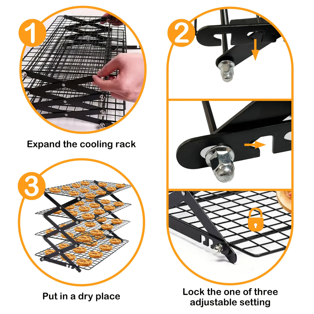 Foldable Cooling Rack, 3/4/5pcs Foldable Cooling Racks Free Baking Tool Set - Stackable Oven Cookie Cake Drying Rack. Used for Camping, Kitchen Storage And Holiday Baking Gifts (Including Silicone Shovels, Egg Beaters, Pliers, Smear Brushes