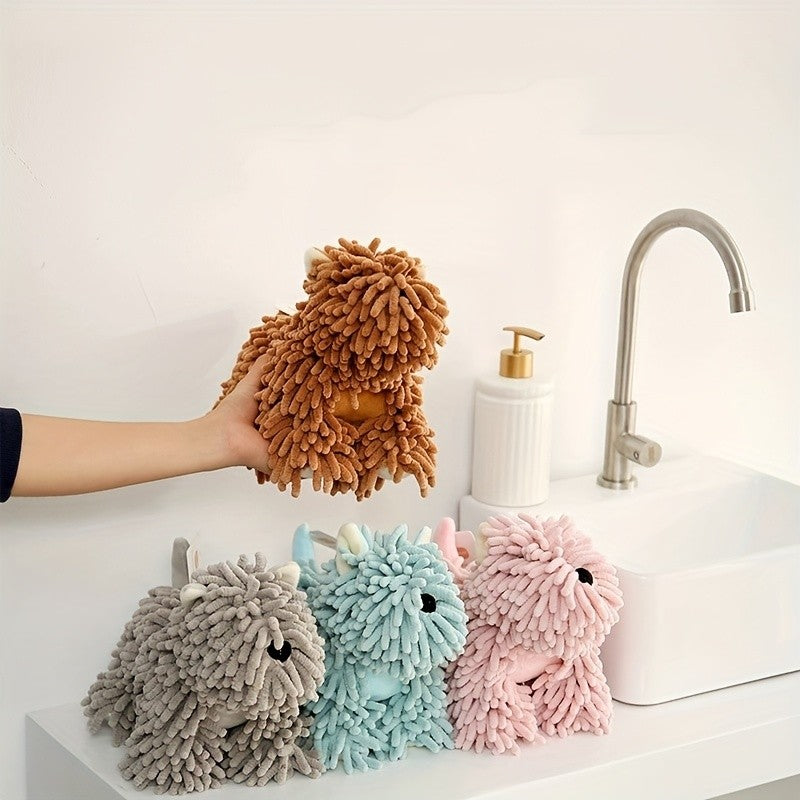 1pc Of Puppy Shaped Hand Towel, Kitchen Hand Towel, Bathroom Hand Towel That Can Be Hung On The Wall, Cute Little Dog Hand Towel, Soft Towel, Absorbent Cloth, Hanging Cloth, Kitchen Supplies, Bathroom Supplies, Cartoon Little Dog Figurine