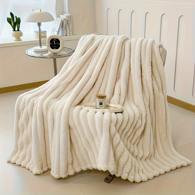 1pc Blanket Soft And Comfortable, Imitation Rabbit Fur Double-Sided Blanket Warm Fleece Blanket Nap Blanket Air-Conditioning Blanket Office Outdoor Camping Gift Blanket for All Seasons
