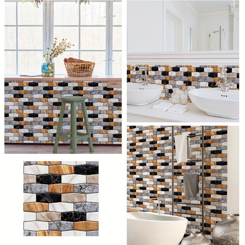 20pcs Self Adhesive Tile Wall Sticker Home Decor 3D PVC Sticker Covers for Kitchen Cupboard Bathroom Wallpaper Waterproof Wallpaper