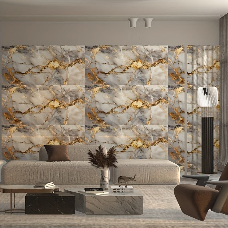 50/100pcs Stick Shower Tiles, Waterproof PVC Wall Panels, Marble Wall Tiles Self Adhesive Vinyl Backdrop for Bathroom, Kitchen, Living Room, Easy Peel & Stick, Ideal for TV Backdrop, Bathroom Wallpaper, Modern Wall Decor, Easy Installation