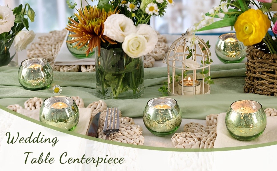24/6pcs Votive Candle Holders for Wedding, Hurricane Candle Holders Bulk, High-Temperature Glass, Romantic Dinner Additions, Perfect for Weddings, Parties, Birthdays, Thanksgiving, Valentine'S Day Decorations, Golden/Pink/Silver/Blue/Green