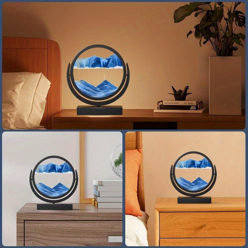 Sand Art Desktop Display, Decorative Quicksand Painting with Plastic Construction, No Electricity Required for Home Office and Tabletop Styling
