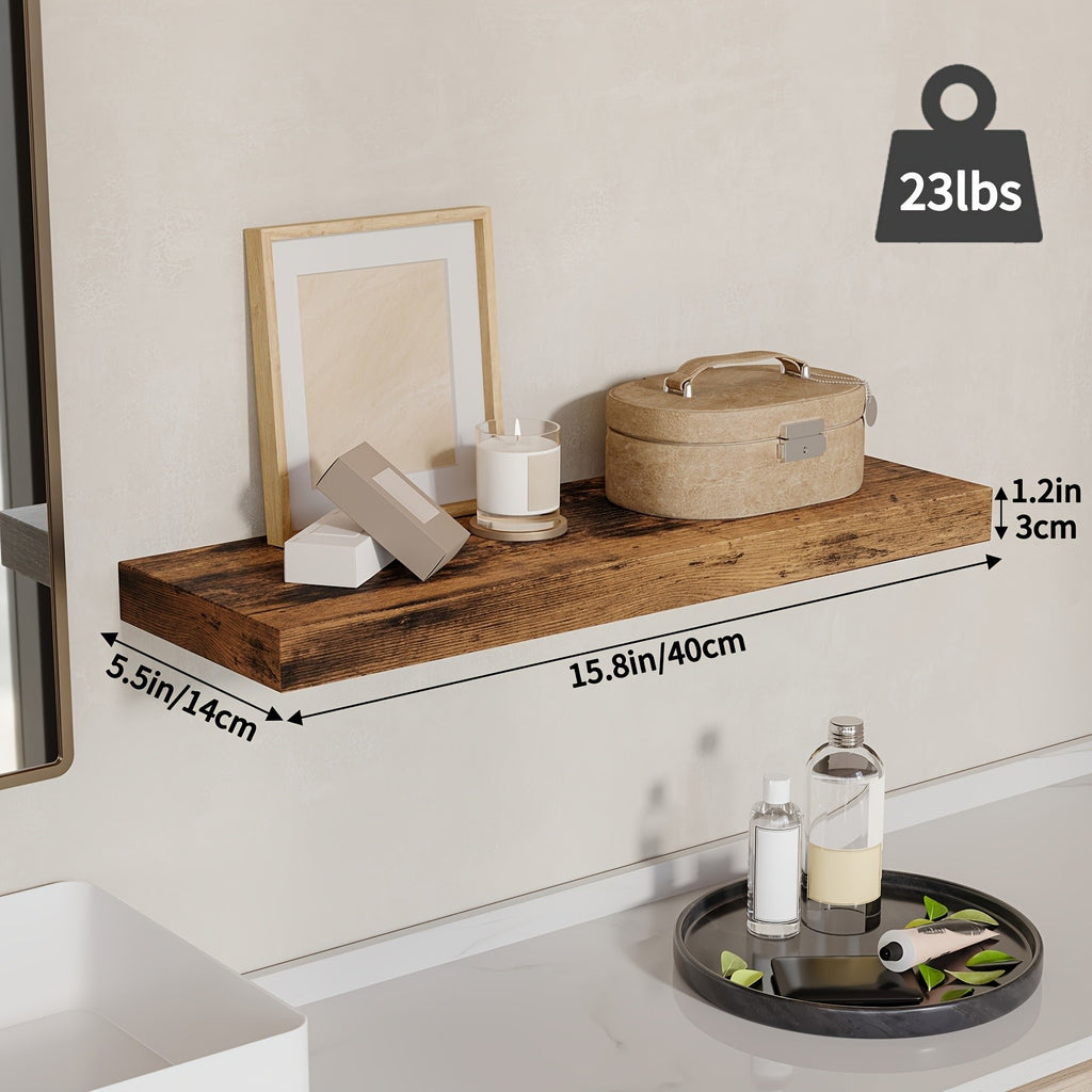 4pcs Of Home Decoration Wall Mounted Floating Shelves, Retro Style Wall Shelves, Invisible Brackets for Home Decoration, Suitable for Bathrooms, Living Rooms, Bedrooms, And Kitchens, Retro Brown Black White/gray Halloween And Christmas Decoratio