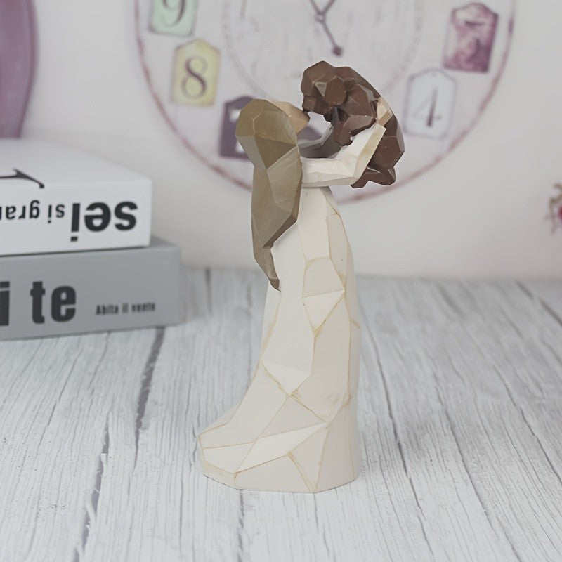Man Holding Dog Figurine, Hand-Painted Resin Friendship Sculpture for Pet Lover Gifts, Loyal Companion Remembrance and Decorative Home Displays
