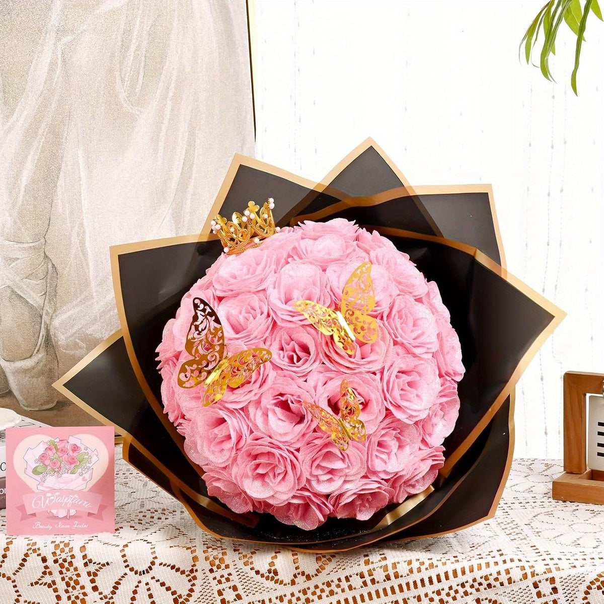24/36pcs Glitter Roses Bouquet - Everlasting Shiny Artificial Red Roses with Sparkling Glitter Petals - DIY Fake Flower Bouquet Suitable for Valentine' Day, Mother' Day, Wedding, Anniversary, - Gifts for, Plastic Roses Bouquet