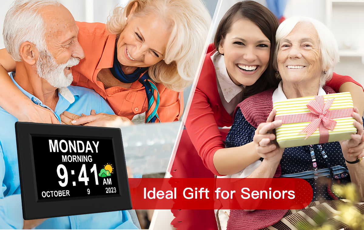 Digital Calendar Day Alarm Clock, Auto Dimmable And Sun Moon Icons, 12 Alarm Options & 18Languages, Large Digital Wall Clock, Gifts for Alzheimers, Elderly, Seniors Or Impaired Vision