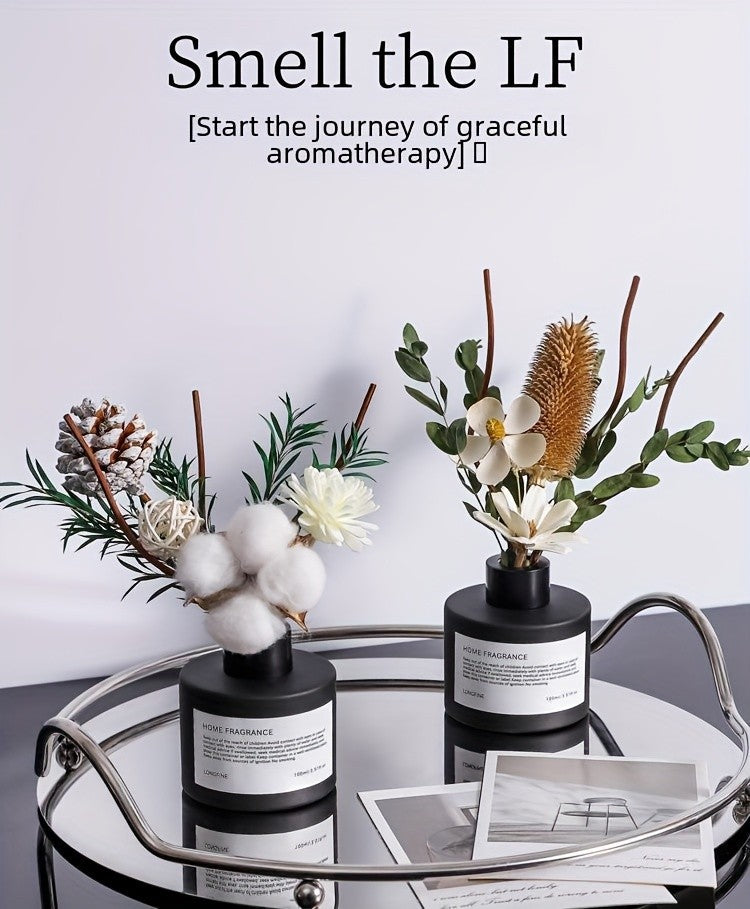 KBHOMFRA Real Flower Reed Diffuser 3.38 Oz(100ml) Jasmine Tea Home Fragrance Scent Essential Oil Diffuser With Sticks Aroma Home Christmas Decor For Air Fresheners Bathroom