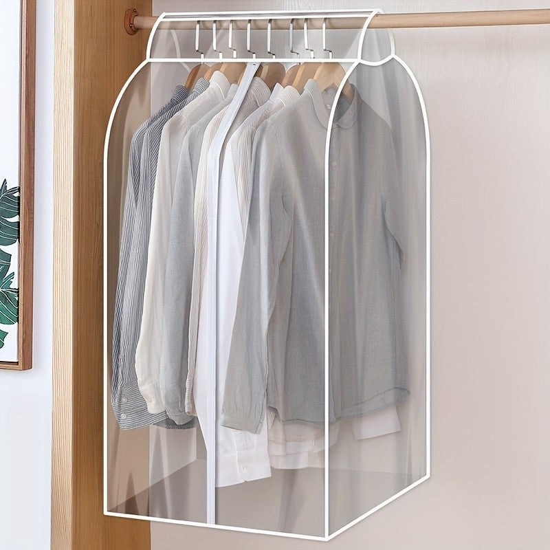 1pc Extra Large Clear Hanging Garment Bag - PVC Zipper Closure Dustproof Closet Organizer for Coats, Suits, Dresses | Sealed Wardrobe Protector for Dorm, Bedroom Storage (Frame Not Included), Bedroom Wardrobe Accessory | Transparent Design | Durable