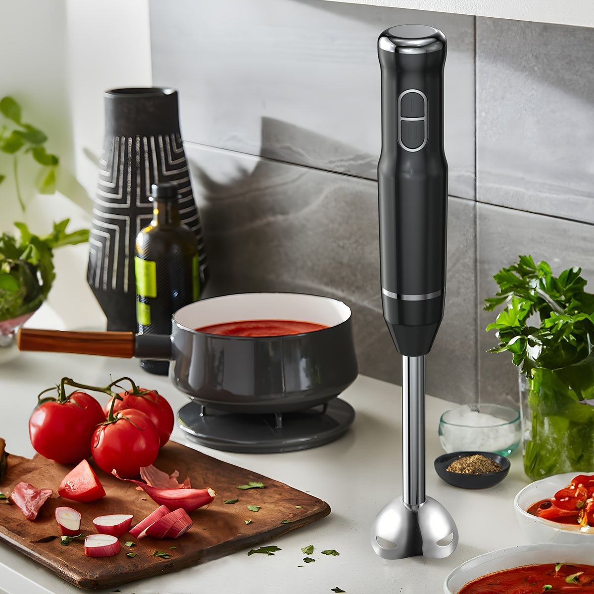 Lalayuan Electric Immersion Blender, Power Handheld Blender, 400W Portable Stick Mixer with 2 Mixing Speeds&Turbo Mode, 304 Stainless Steel Blades, Easy to Grip Speed Corded Hand Mixer, Perfect for Soup Smoothie Puree Food Fruit, with Detachable Base
