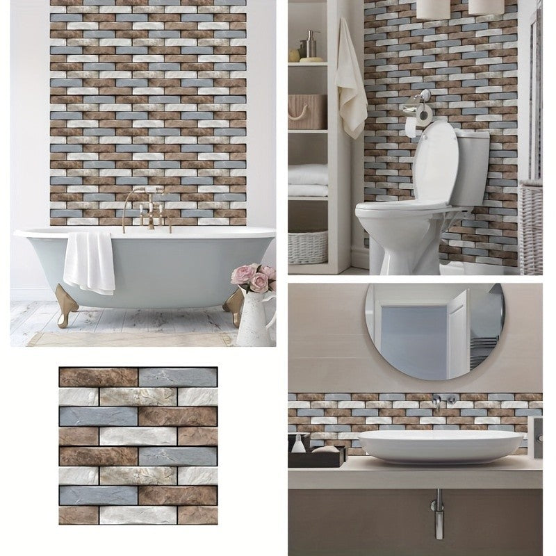 20pcs Self Adhesive Tile Wall Sticker Home Decor 3D PVC Sticker Covers for Kitchen Cupboard Bathroom Wallpaper Waterproof Wallpaper