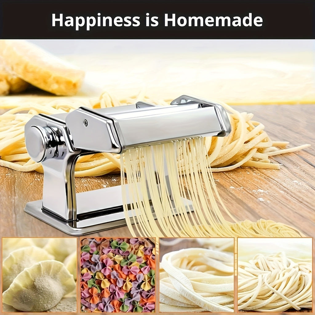 Pasta Maker Machine, 8-Adjustable Thickness Settings, 2-in-1 Pasta Machine with Roller and Cutter, Dough Press for Making Pasta, Perfect for Spaghetti, Fettuccine, Lasagna, or Dumpling Wrappers, Kitchen Gadget for Pasta Lovers, Father's Day Gift