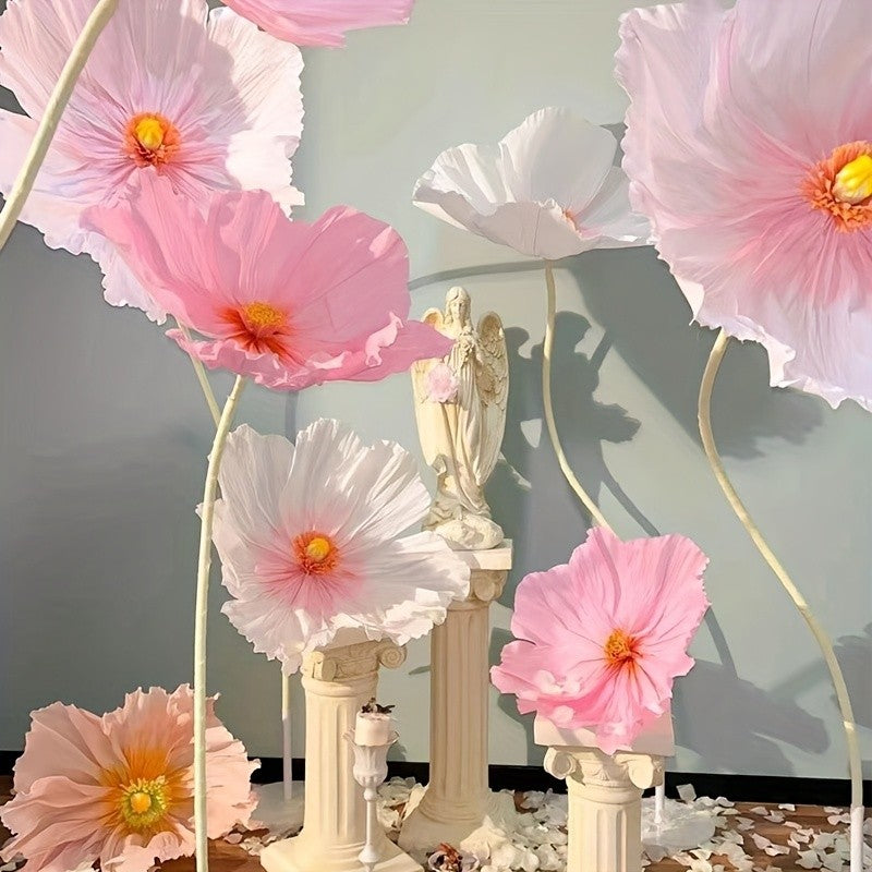 1pc, Super-large Poppy Artificial Flowers Fell To The Ground, Visited The Shopping Mall, Shop Window Decoration, Wedding Scene Decoration, Artificial Fake Flowers, Paper Flowers, Paper Art Flowers