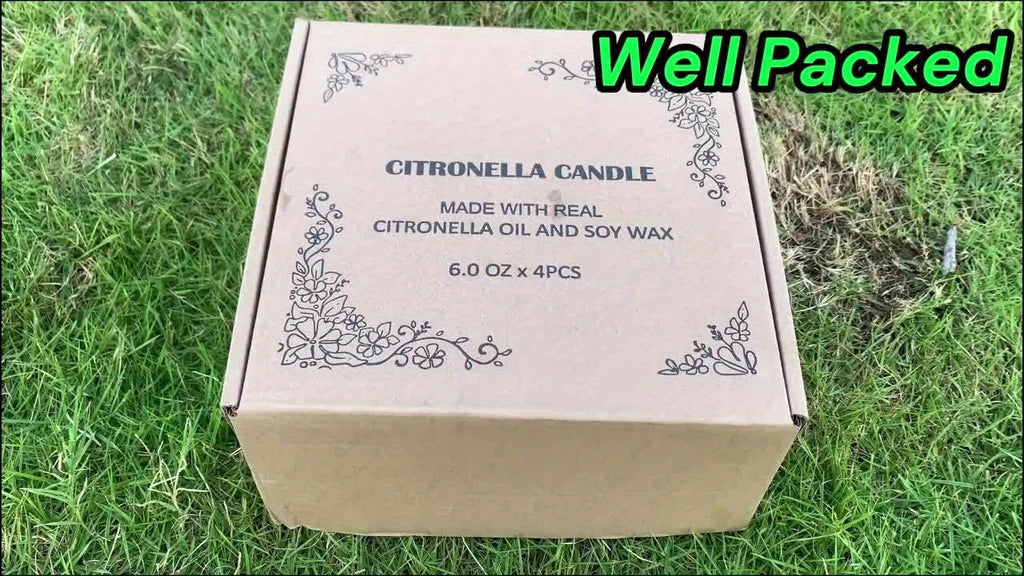 Outdoor Citronella Candle Set of 4, 6 oz Each in Metal Containers for Patio BBQ Deck Garden and Camping Ambiance, Gift for Outdoor Entertaining