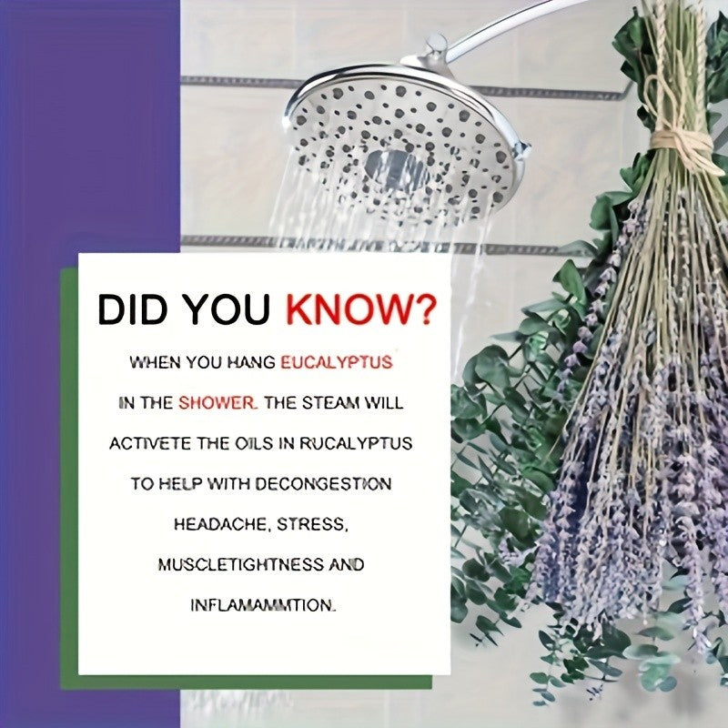 130pcs Preserved Eucalyptus & Lavender Flower Bundles Suitable for Hanging Shower Plants, 17” Real Fresh Eucalyptus Leaf Stems with Preserved Preserved Flower Stems for Home Spa Fragrance, Bathroom Decor, Everlasting Botanical Hanging Decor