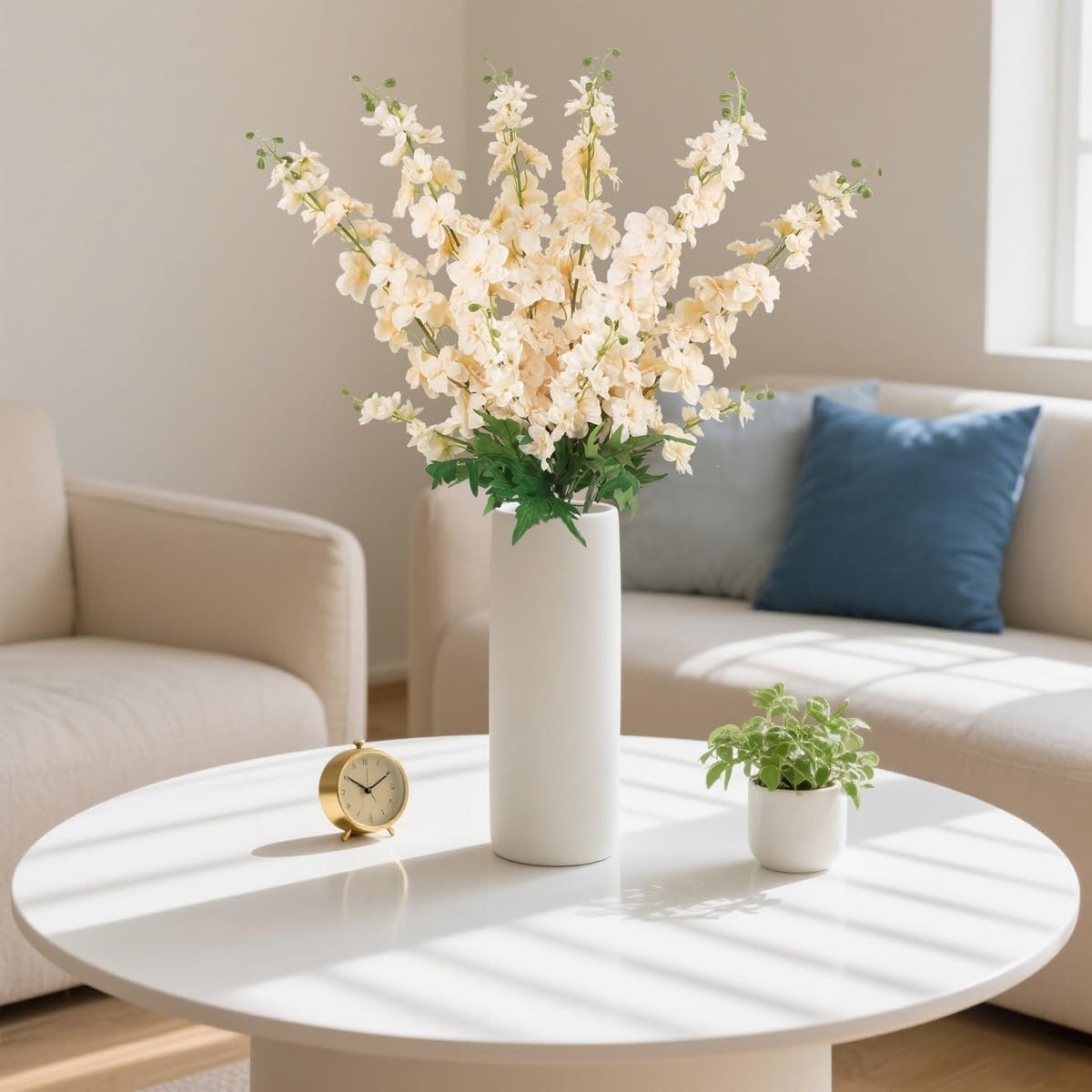 Faux Delphinium Flower Stems, 33.5-Inch Artificial Long Stem Blooms with Six-Piece Color Options for Wedding Centerpieces, Table Vases and Home Decor