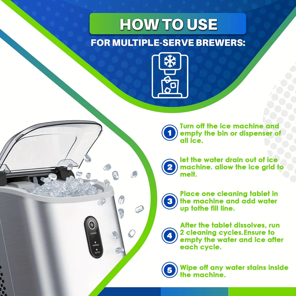 12 Ice Maker Cleaning Tablets - Gentle Formula for Deep Cleaning, Deodorizing & Scaling, Safe & Non-Toxic, No Residue, Sodium Chloride Formula, Compatible with All Ice Machines, 12pcs/24pcs/36pcs Three Specifications Are Available