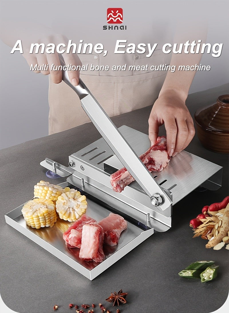 Stainless Steel Manual Slicer Meat Cutter Cutter Slicing Knife Easy To Clean Stainless Steel Manual Meat Cutter Suitable For Frozen Beef, Vegetables And Bones, Ideal Kitchen Gadget