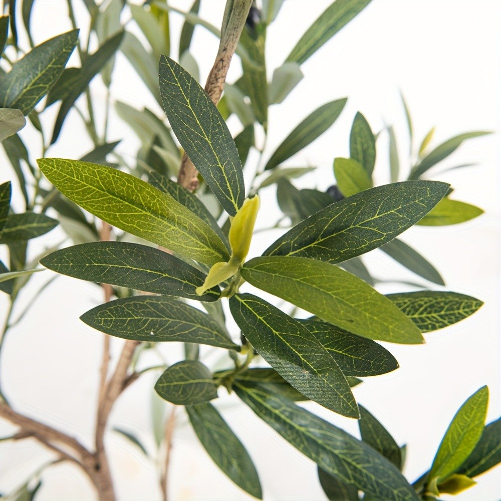 47.24inch/59.06inch/70.87inch/82.68inch Artificial Olive Tree with Realistic Black Fruits - Multi-Branch Broad-Leaved Mediterranean Plant, High-Quality Plastic Nordic Style Home Decor for Living Room, Kitchen, Hotel, Mall - No Maintenance Year-Round Decor
