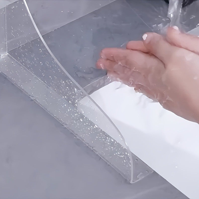 2pcs Transparent Curved Splash Guards - Heavy-Duty Splash-Proof Design, Tool-Free Adhesive Installation (No Drilling), Durable Acrylic Bathroom Guards with Modern Curved Shape for Bathtub, Sink, Shower - -Splash Protection
